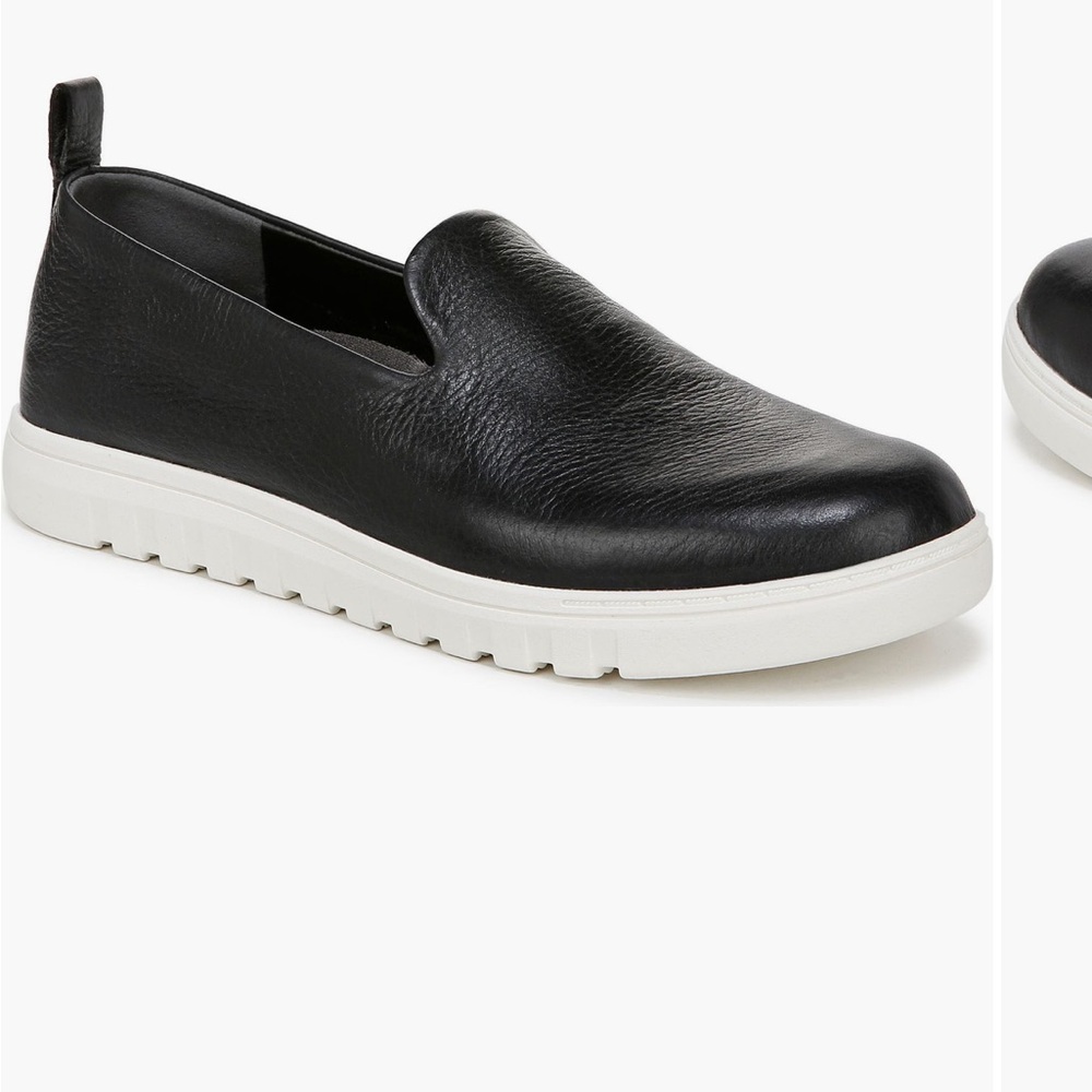 Vionic Black Leather Slip-On Sneakers